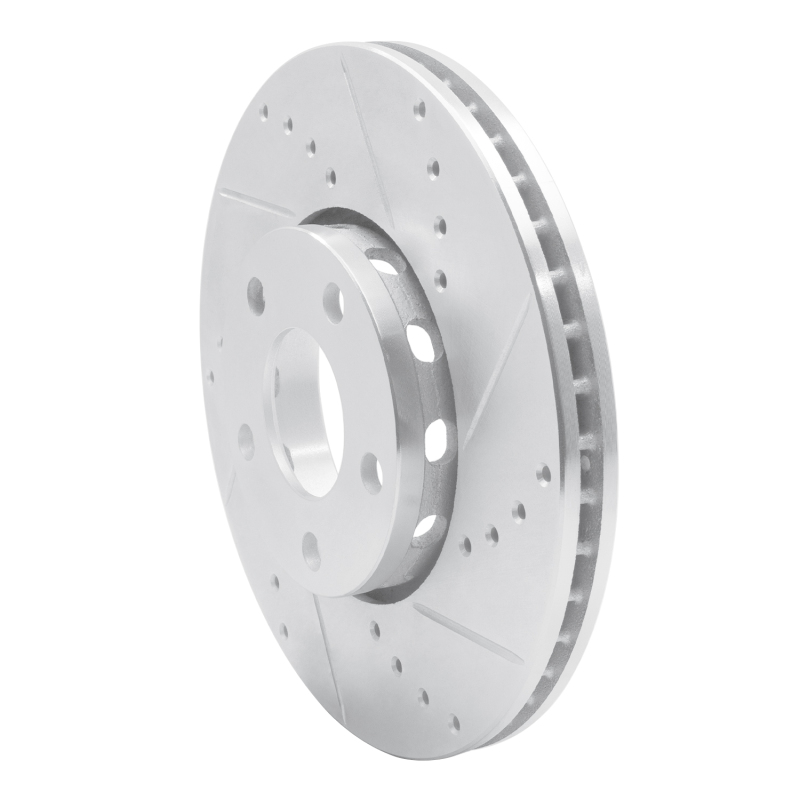 Audi A6 Quattro Brake Rotor (1) - Front Right - R1 Concepts - Drilled & Slotted - Silver - `92-`08